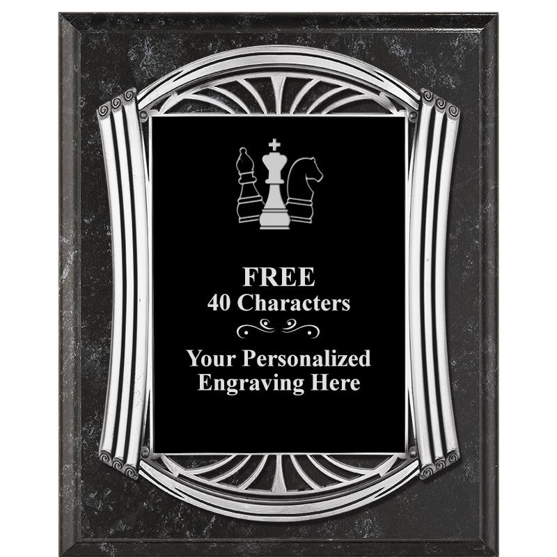 10.5X13 ROMAN BK MRBL W SLV PQ