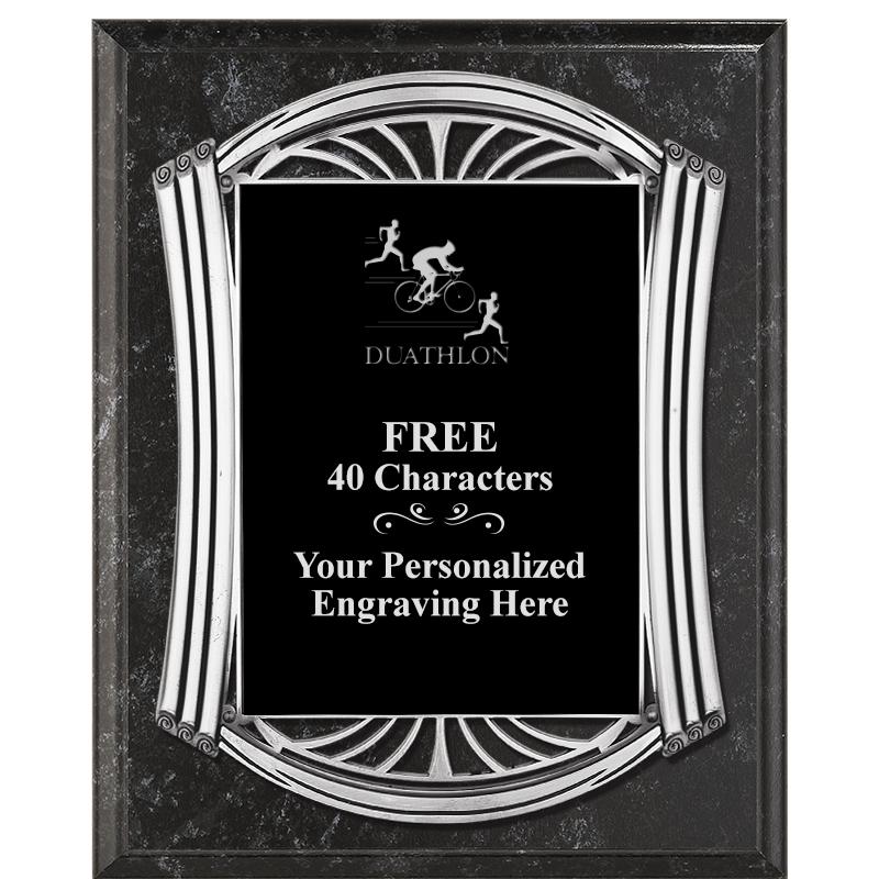 10.5X13 ROMAN BK MRBL W SLV PQ