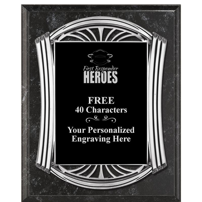 10.5X13 ROMAN BK MRBL W SLV PQ