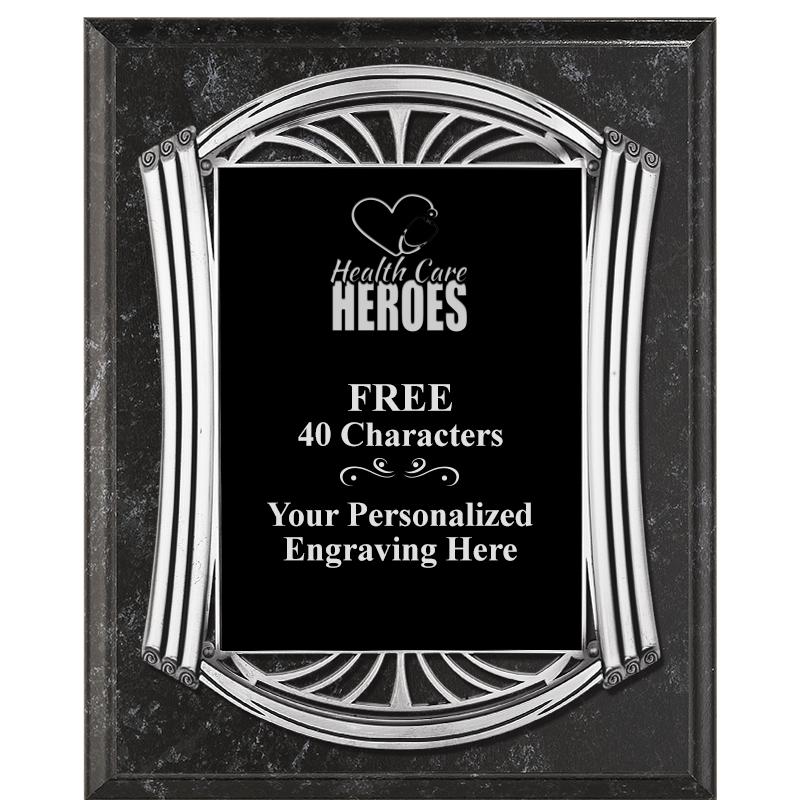 10.5X13 ROMAN BK MRBL W SLV PQ