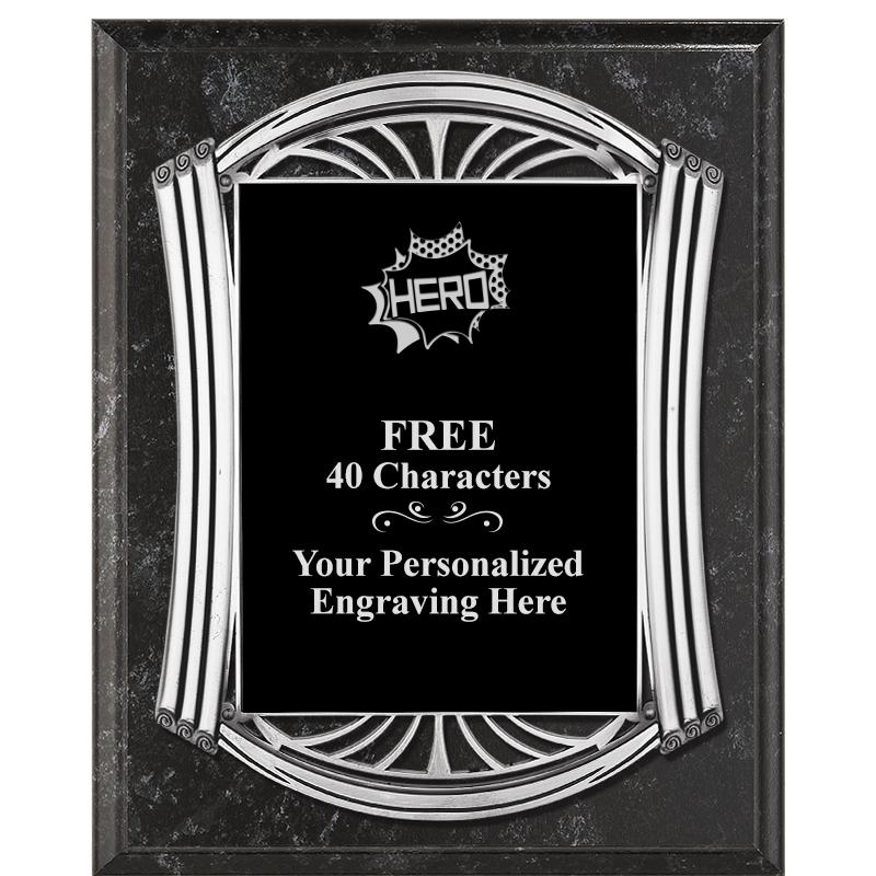 10.5X13 ROMAN BK MRBL W SLV PQ