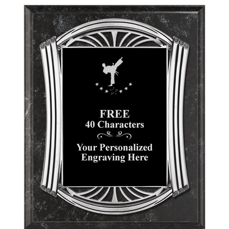 10.5X13 ROMAN BK MRBL W SLV PQ