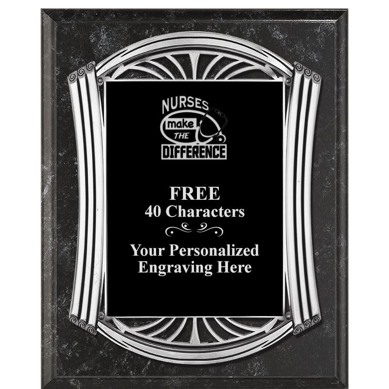 10.5X13 ROMAN BK MRBL W SLV PQ