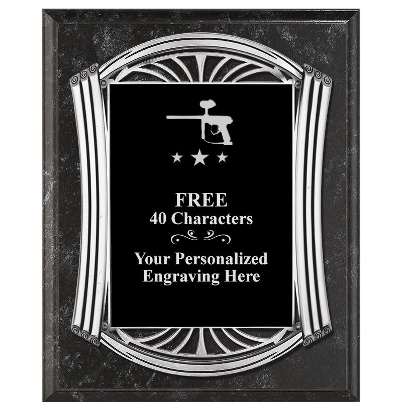 10.5X13 ROMAN BK MRBL W SLV PQ