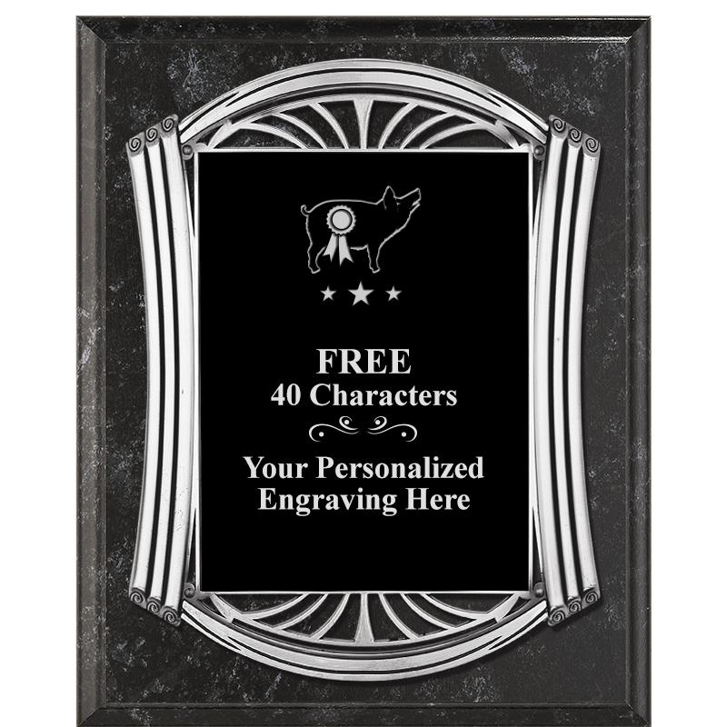 10.5X13 ROMAN BK MRBL W SLV PQ