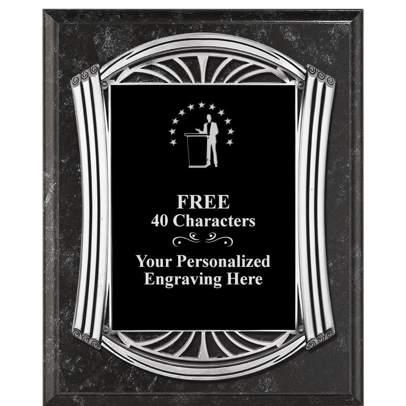 10.5X13 ROMAN BK MRBL W SLV PQ