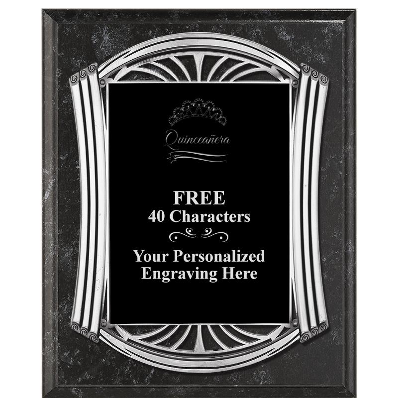 10.5X13 ROMAN BK MRBL W SLV PQ