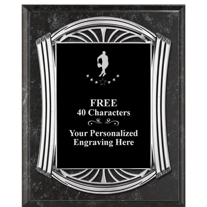 10.5X13 ROMAN BK MRBL W SLV PQ