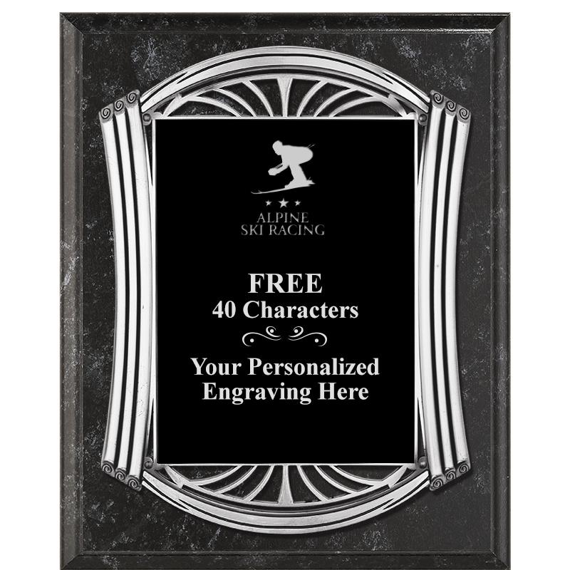 10.5X13 ROMAN BK MRBL W SLV PQ