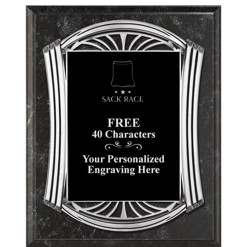 10.5X13 ROMAN BK MRBL W SLV PQ