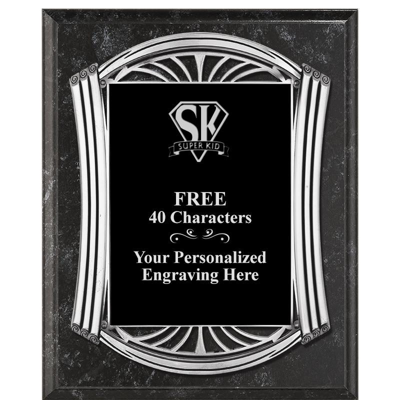 10.5X13 ROMAN BK MRBL W SLV PQ