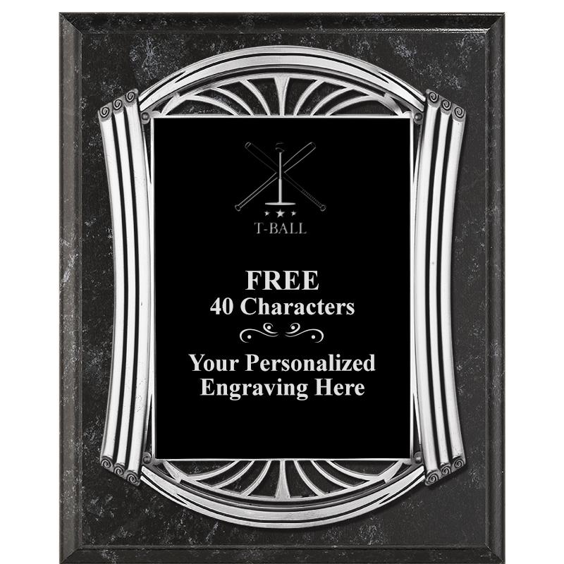 10.5X13 ROMAN BK MRBL W SLV PQ