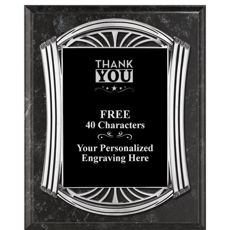 10.5X13 ROMAN BK MRBL W SLV PQ