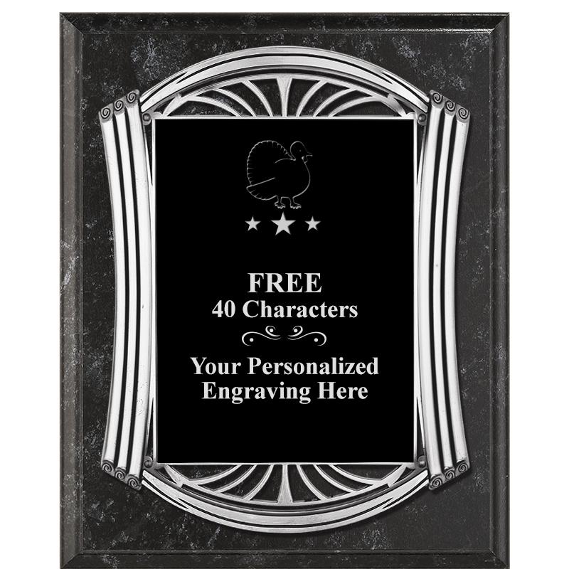 10.5X13 ROMAN BK MRBL W SLV PQ