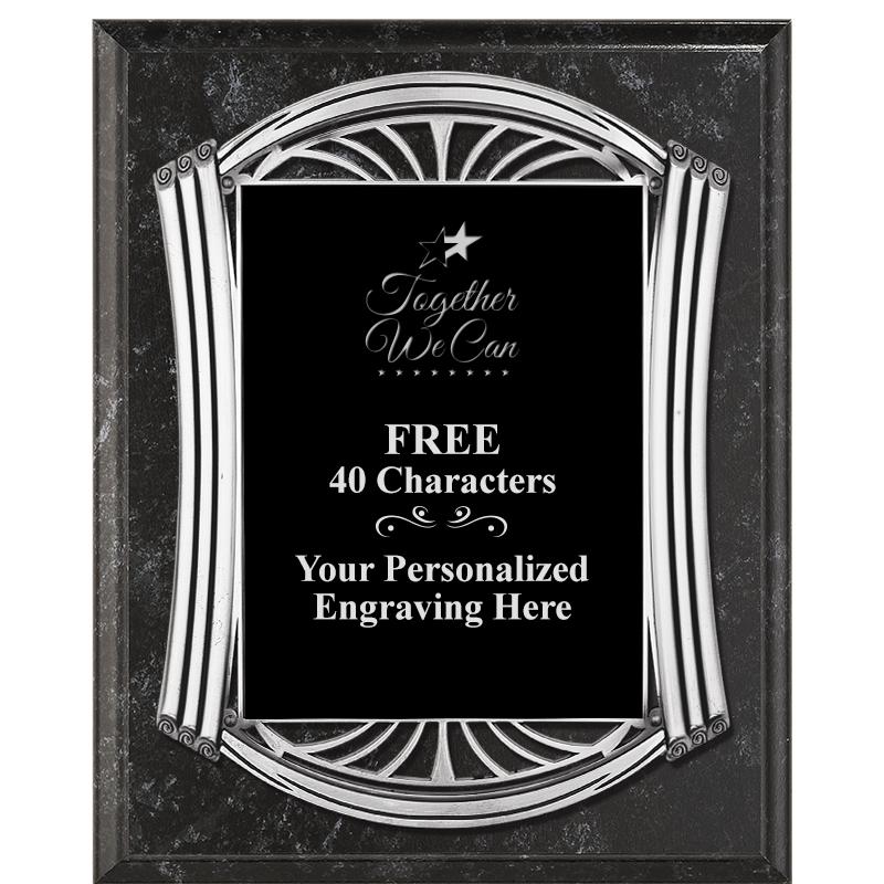 10.5X13 ROMAN BK MRBL W SLV PQ