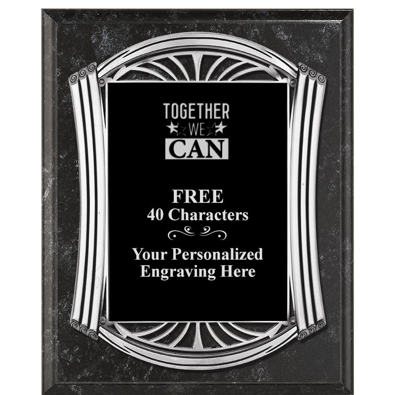 10.5X13 ROMAN BK MRBL W SLV PQ