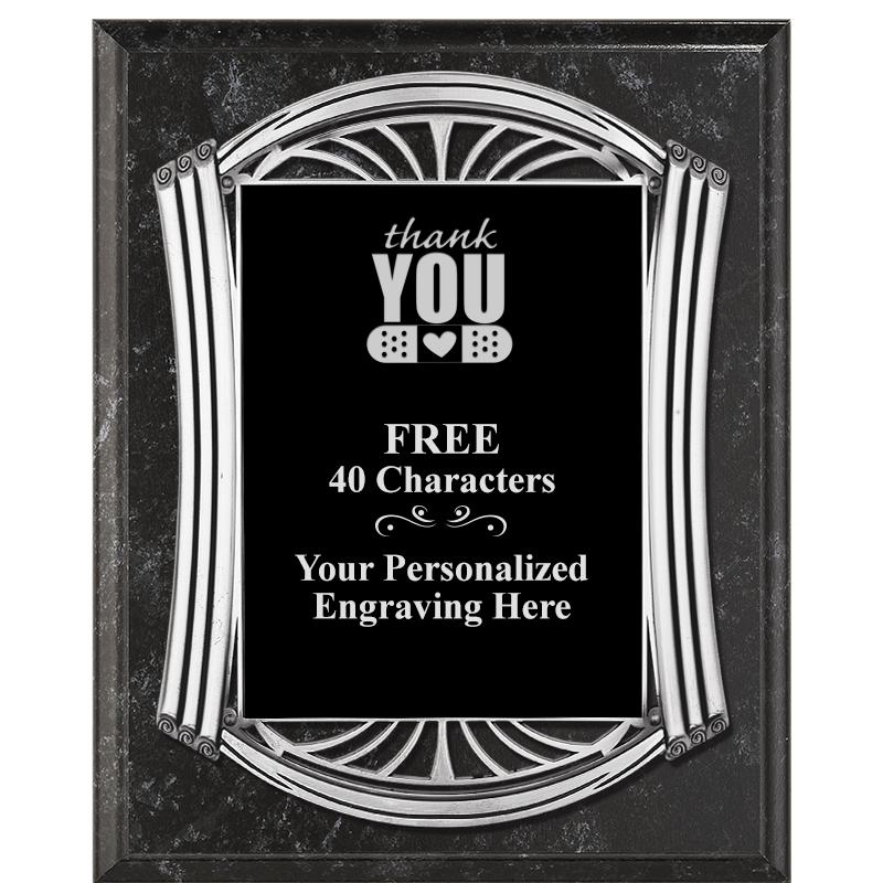 10.5X13 ROMAN BK MRBL W SLV PQ