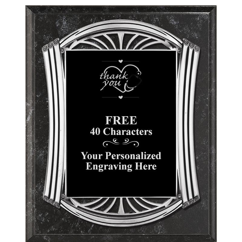 10.5X13 ROMAN BK MRBL W SLV PQ