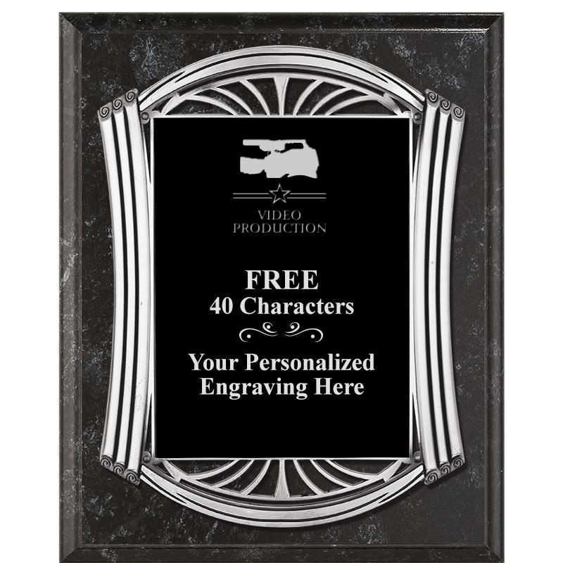 10.5X13 ROMAN BK MRBL W SLV PQ