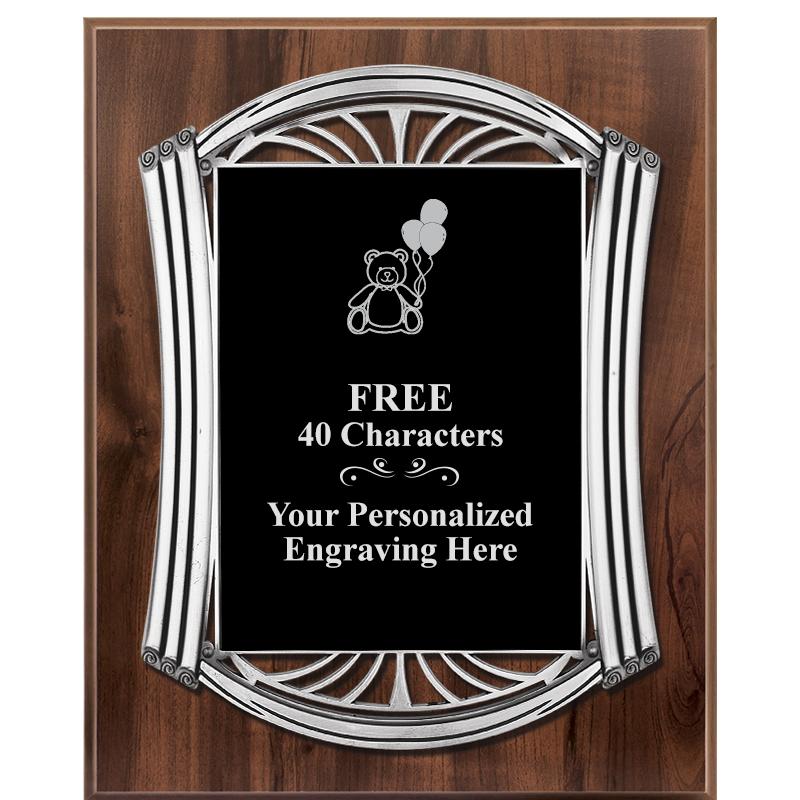 10.5X13 ROMAN WOOD W SLV PLQ