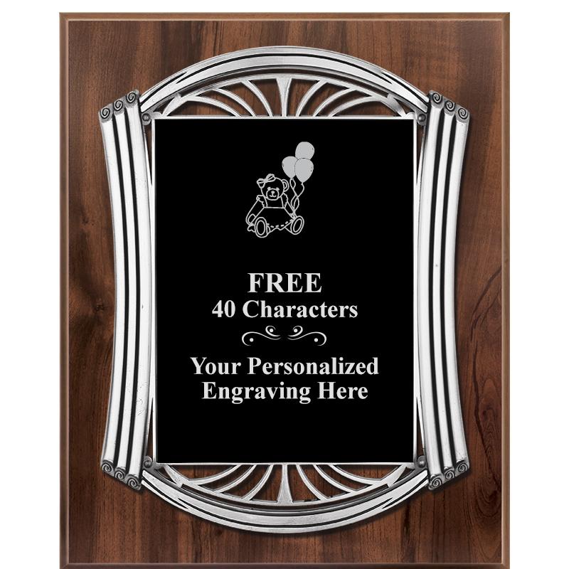 10.5X13 ROMAN WOOD W SLV PLQ