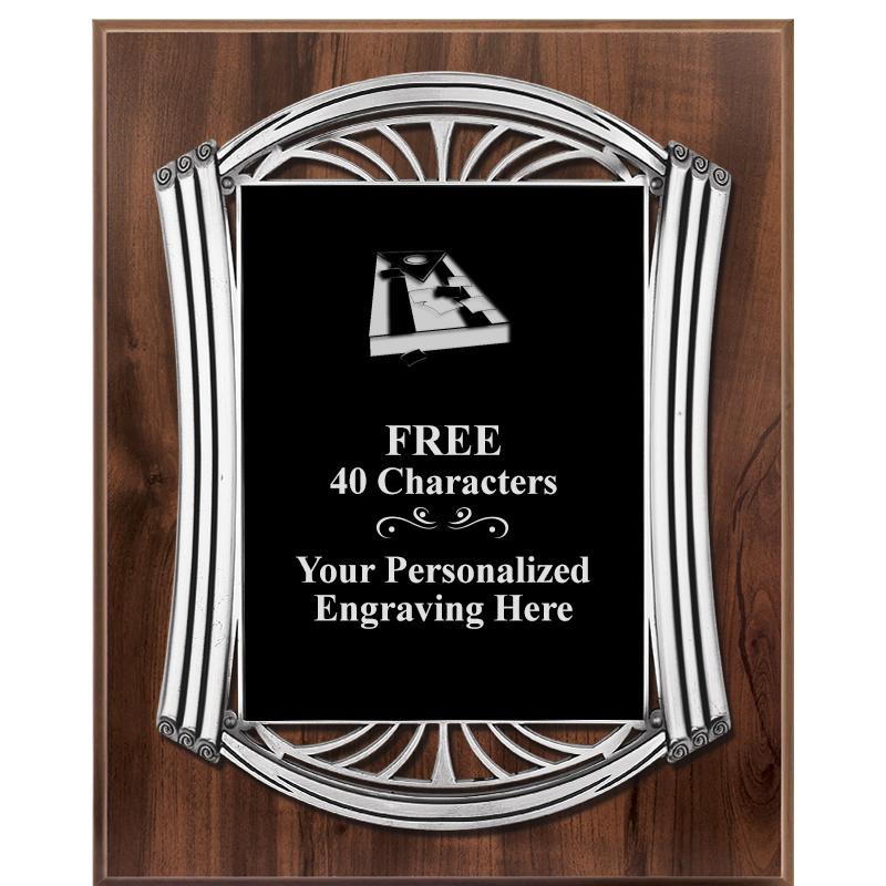 10.5X13 ROMAN WOOD W SLV PLQ