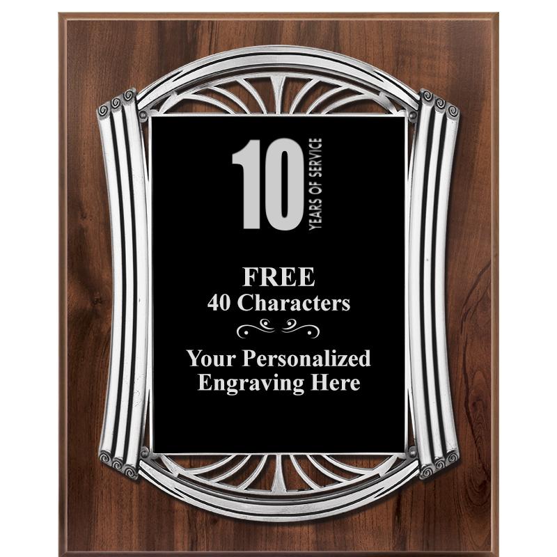 10.5X13 ROMAN WOOD W SLV PLQ