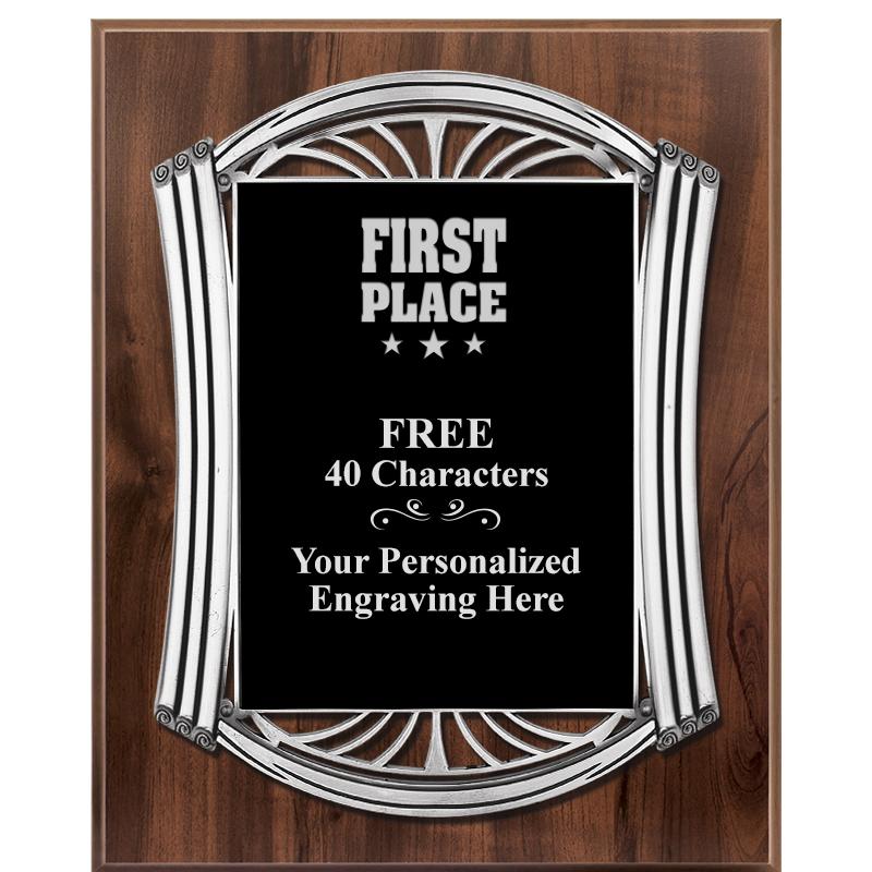 10.5X13 ROMAN WOOD W SLV PLQ