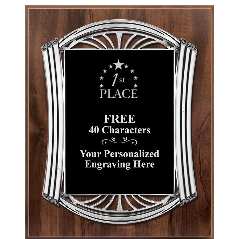 10.5X13 ROMAN WOOD W SLV PLQ