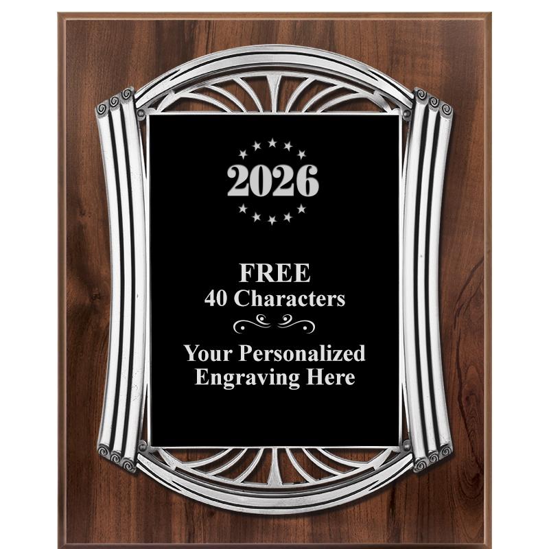 10.5X13 ROMAN WOOD W SLV PLQ