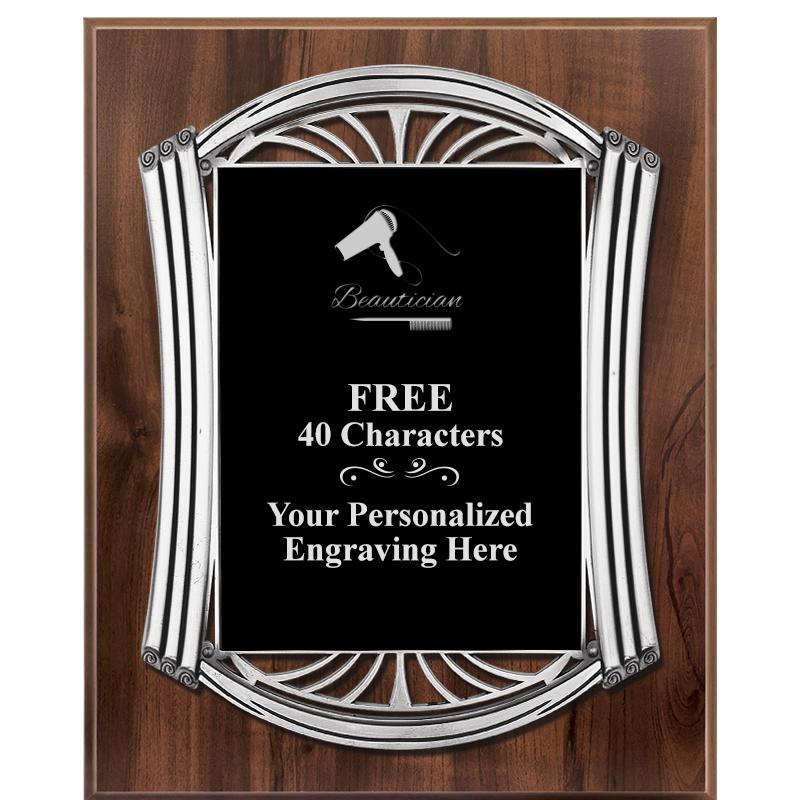 10.5X13 ROMAN WOOD W SLV PLQ