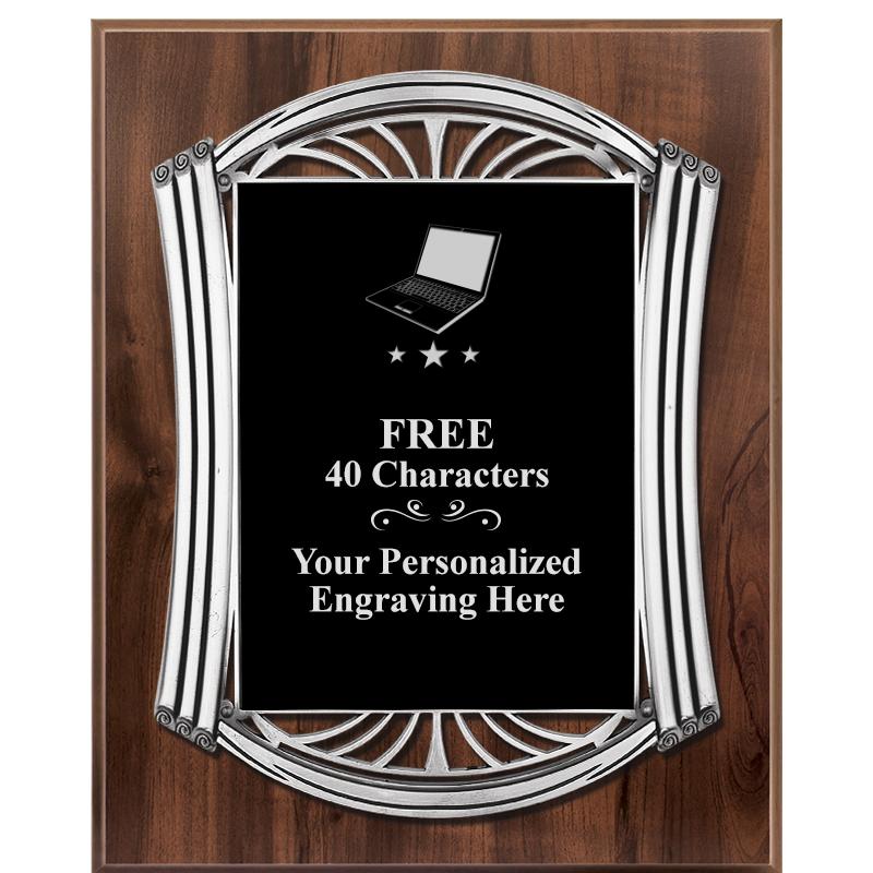 10.5X13 ROMAN WOOD W SLV PLQ