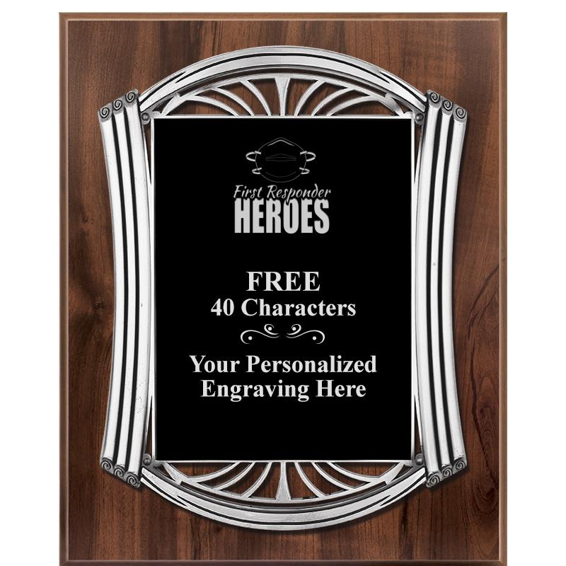 10.5X13 ROMAN WOOD W SLV PLQ