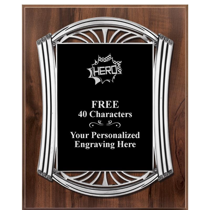 10.5X13 ROMAN WOOD W SLV PLQ