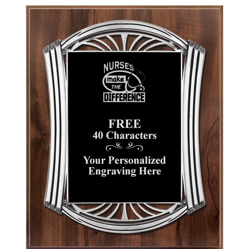 10.5X13 ROMAN WOOD W SLV PLQ