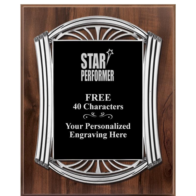 10.5X13 ROMAN WOOD W SLV PLQ