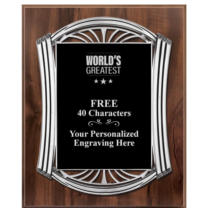 10.5X13 ROMAN WOOD W SLV PLQ