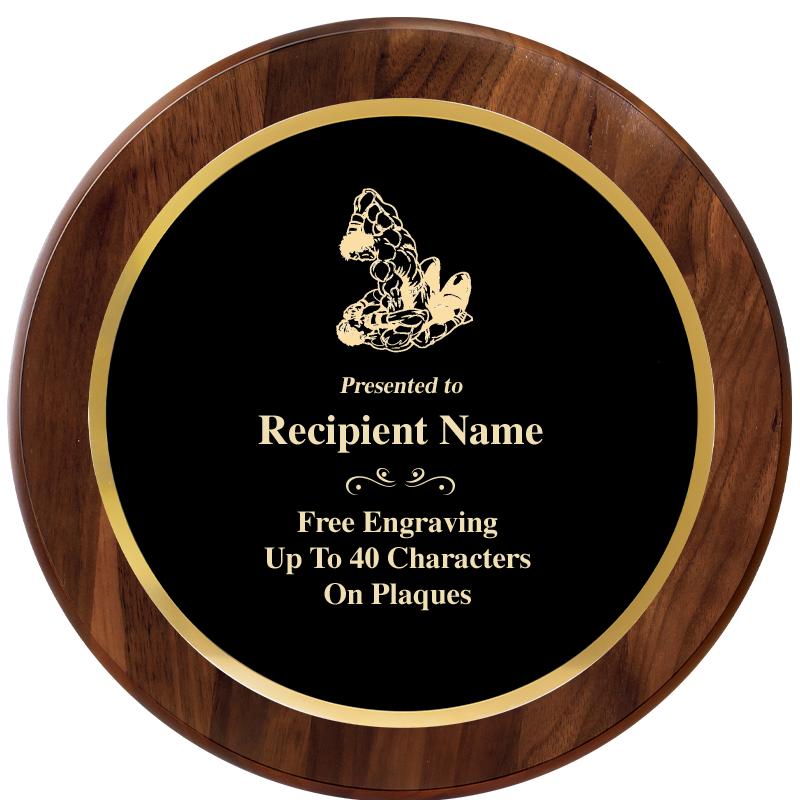 10" ROUND GENUINE WALNUT PLQ