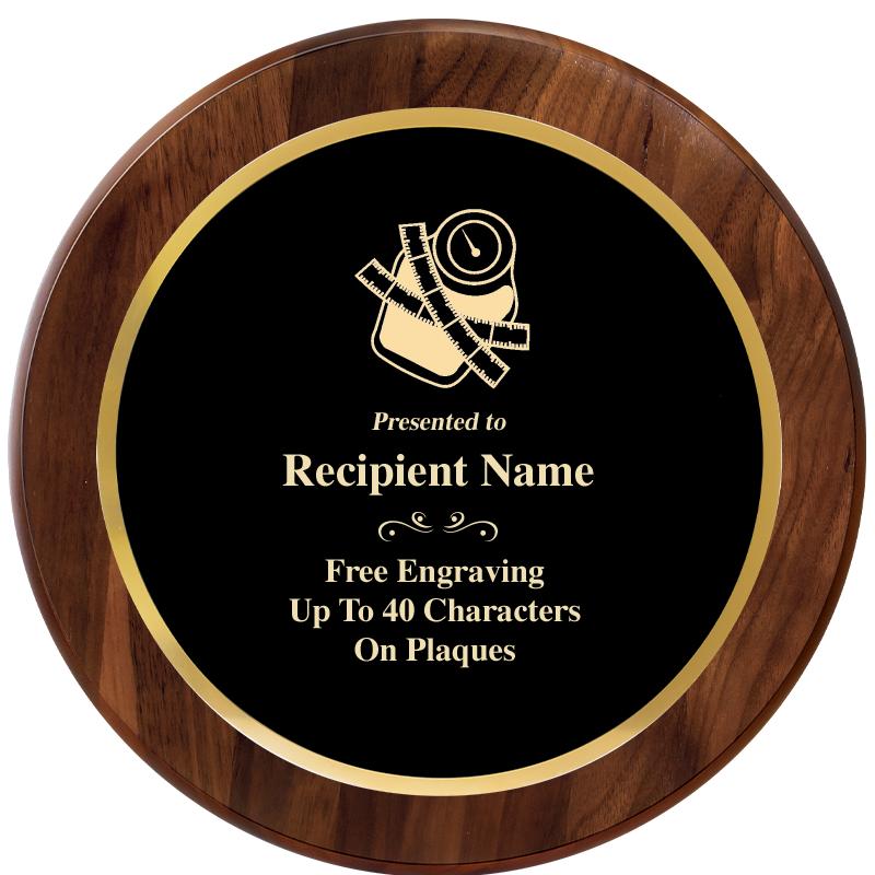 10" ROUND GENUINE WALNUT PLQ