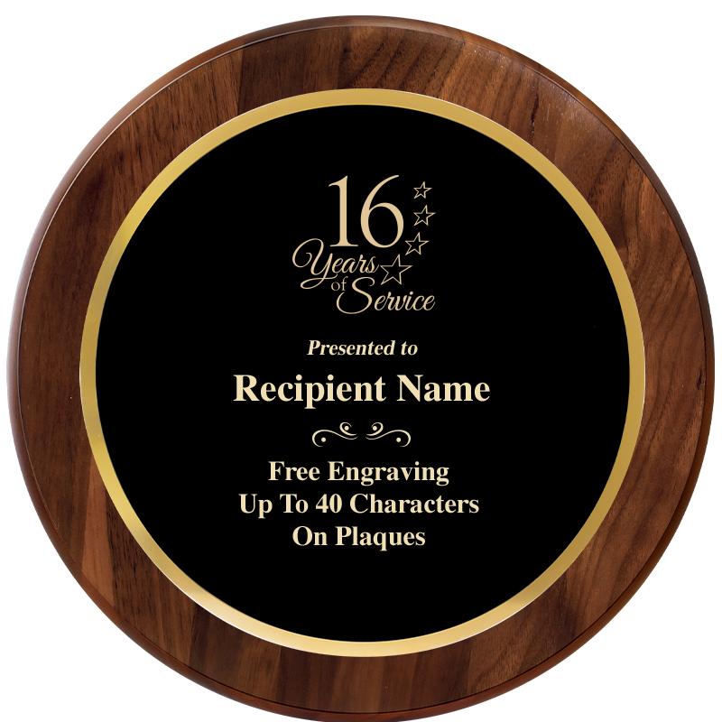 10" ROUND GENUINE WALNUT PLQ