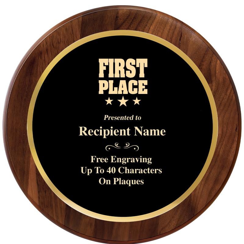 10" ROUND GENUINE WALNUT PLQ