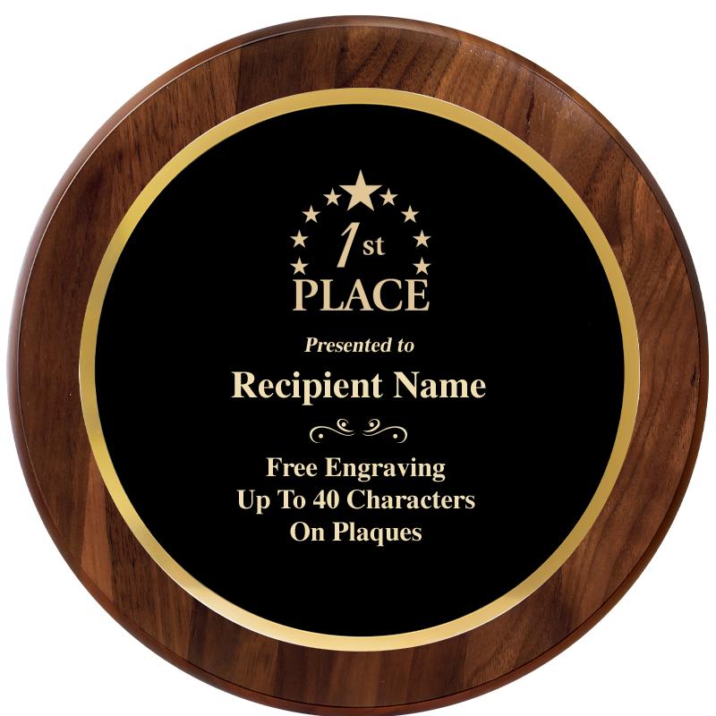 10" ROUND GENUINE WALNUT PLQ