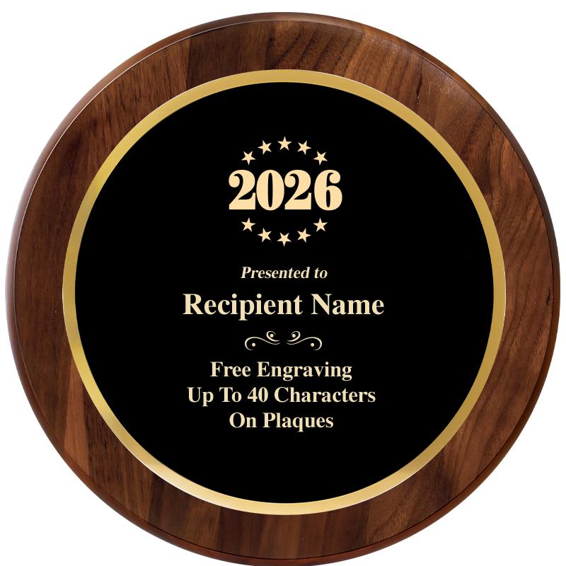 10" ROUND GENUINE WALNUT PLQ