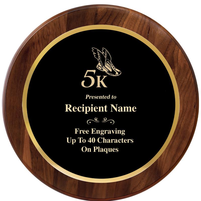 10" ROUND GENUINE WALNUT PLQ