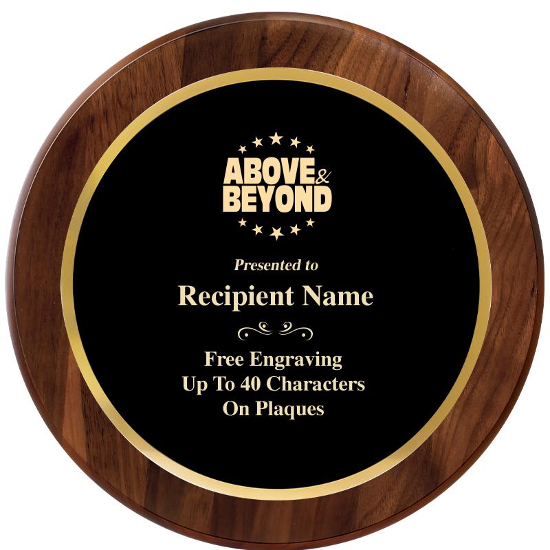 10" ROUND GENUINE WALNUT PLQ