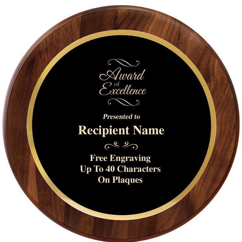 10" ROUND GENUINE WALNUT PLQ