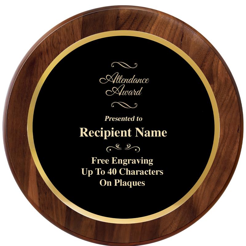 10" ROUND GENUINE WALNUT PLQ