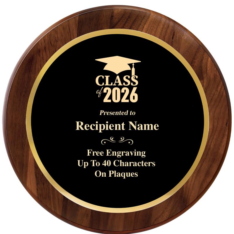 10" ROUND GENUINE WALNUT PLQ