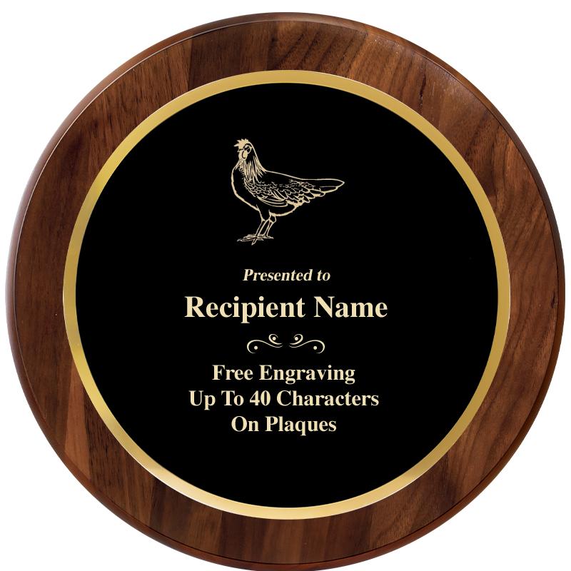 10" ROUND GENUINE WALNUT PLQ