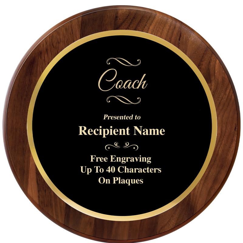 10" ROUND GENUINE WALNUT PLQ